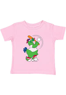 Phillie Phanatic  Soft As A Grape Philadelphia Phillies Toddler Girls Pink Mascot At Bat Short Sle..