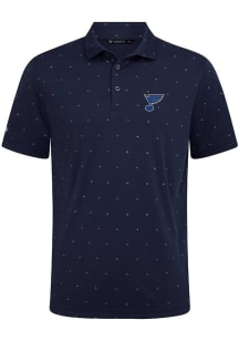 Levelwear St Louis Blues Mens Navy Blue Vision Embroidered 3D Patch Short Sleeve Polo