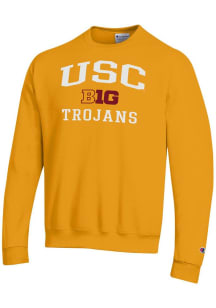 Mens USC Trojans Gold Champion Big Ten Powerblend Crew Sweatshirt