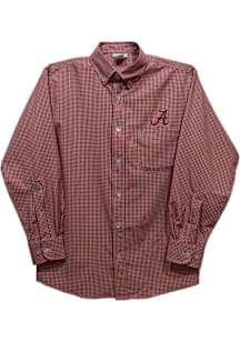 Vive La Fete Alabama Crimson Tide Baby Crimson Gingham Long Sleeve Polo