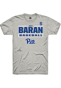Joey Baran Rally Mens Ash Pitt Panthers NIL Stacked Box Player T Shirt