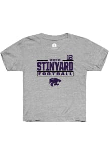 Serious Stinyard Youth Grey K-State Wildcats NIL Stacked Box Short Sleeve Player T-Shirt