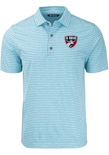 Cutter and Buck FC Dallas Mens Light Blue Forge Stripe Short Sleeve Polo