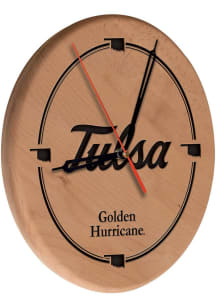 Brown Tulsa Golden Hurricane Laser Engraved Wall Clock