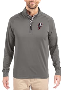 Cutter and Buck Ohio State Buckeyes Mens Graphite Adapt Eco Knit Long Sleeve Qtr Zip Pullover