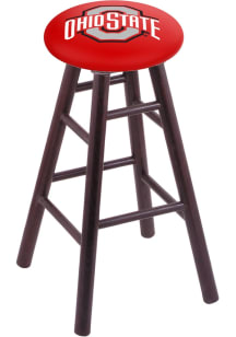 Brown Ohio State Buckeyes Round Cushion Oak Pub Stool