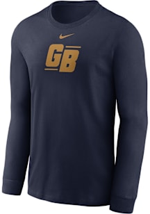 Nike Green Bay Packers Navy Blue Throwback Logo Long Sleeve T Shirt