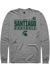 David Santiago Mens Graphite Michigan State Spartans NIL Stacked Box Long Sleeve Player T Shirt
