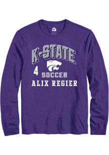 Alix Regier Mens Purple K-State Wildcats NIL Arch Logo Long Sleeve Player T Shirt