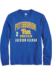 Jackson Gilman Mens Blue Pitt Panthers NIL Arch Logo Long Sleeve Player T Shirt