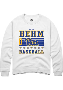 Nolan Behm Rally Mens White Pitt Panthers NIL Striped Player Crew