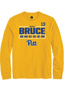 Maya Bruce Mens Gold Pitt Panthers NIL Stacked Box Long Sleeve Player T Shirt