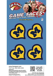 Navy Blue Michigan Wolverines 4pk Heart Tattoo
