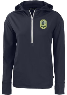 Cutter and Buck Nashville SC Womens Navy Blue Daybreak Hood Qtr Zip
