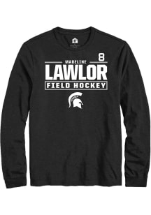 Madeline Lawlor Mens Black Michigan State Spartans NIL Stacked Box Long Sleeve Player T Shirt