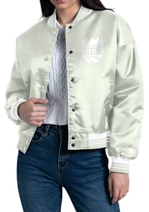 Starter Sacramento Kings Womens Green Script Satin Medium Weight Jacket