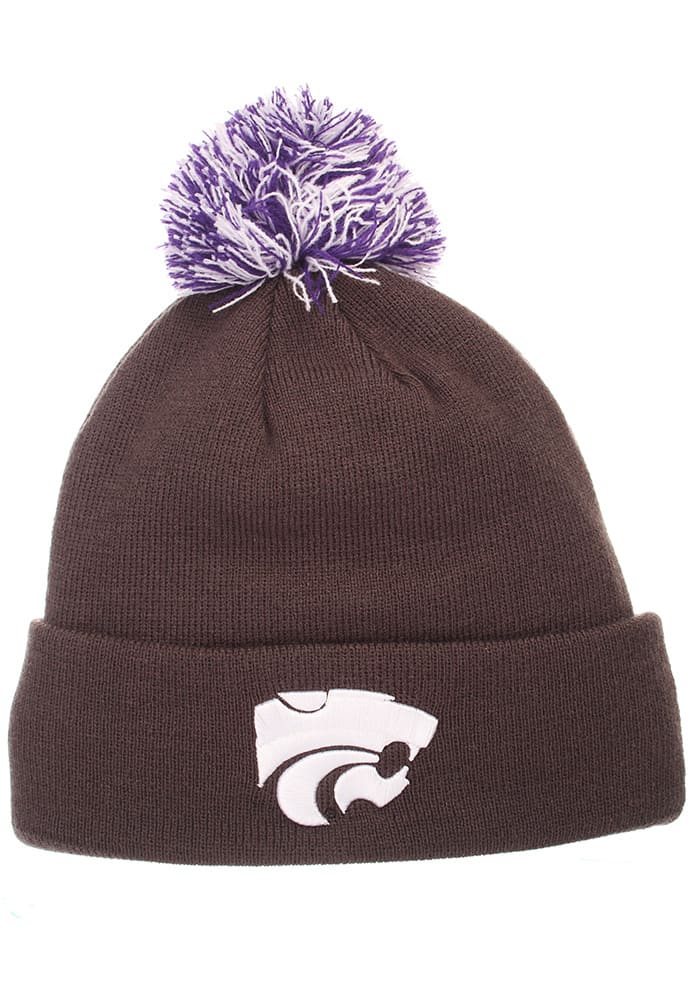Zephyr K-State Wildcats Charcoal Pom Mens Knit Hat