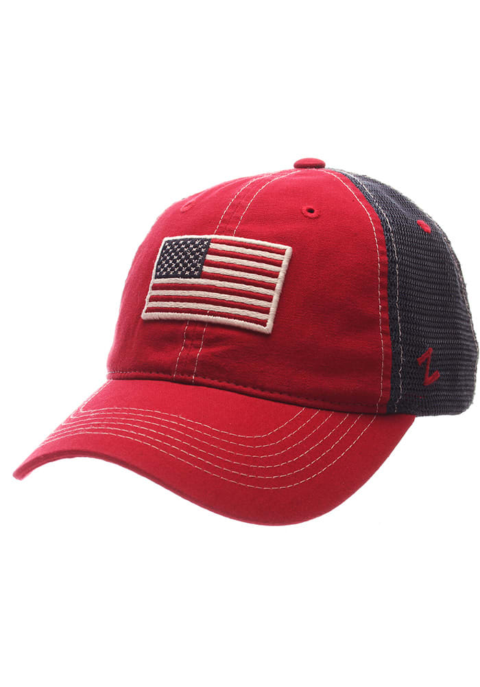 Americana Flag Adjustable Hat - Red