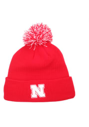 Nebraska Cornhuskers Red Pom Mens Knit Hat