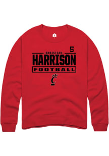 Christian Harrison Rally Mens Red Cincinnati Bearcats NIL Stacked Box Player Crew
