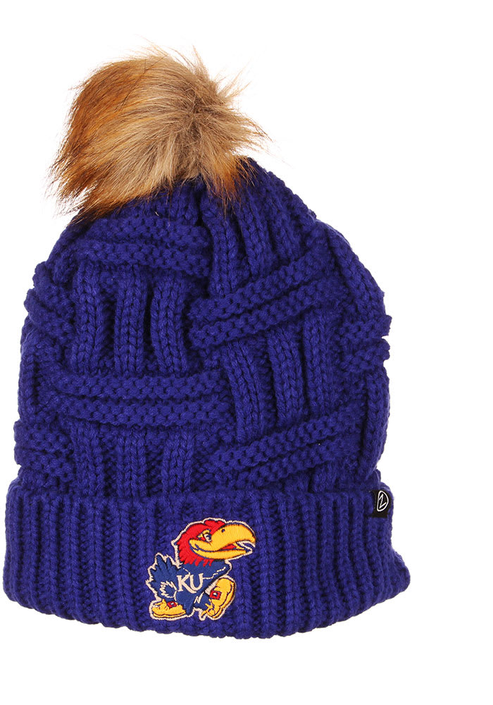 Kansas Jayhawks Blue Theta Cuff Pom Womens Knit Hat