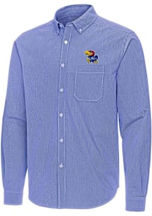 Antigua Kansas Jayhawks Mens Blue Porter Long Sleeve Dress Shirt