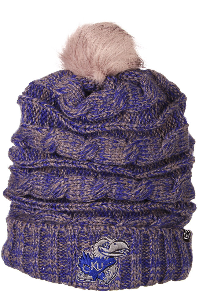 Kansas Jayhawks Blue Vertigo Cuff Pom Womens Knit Hat