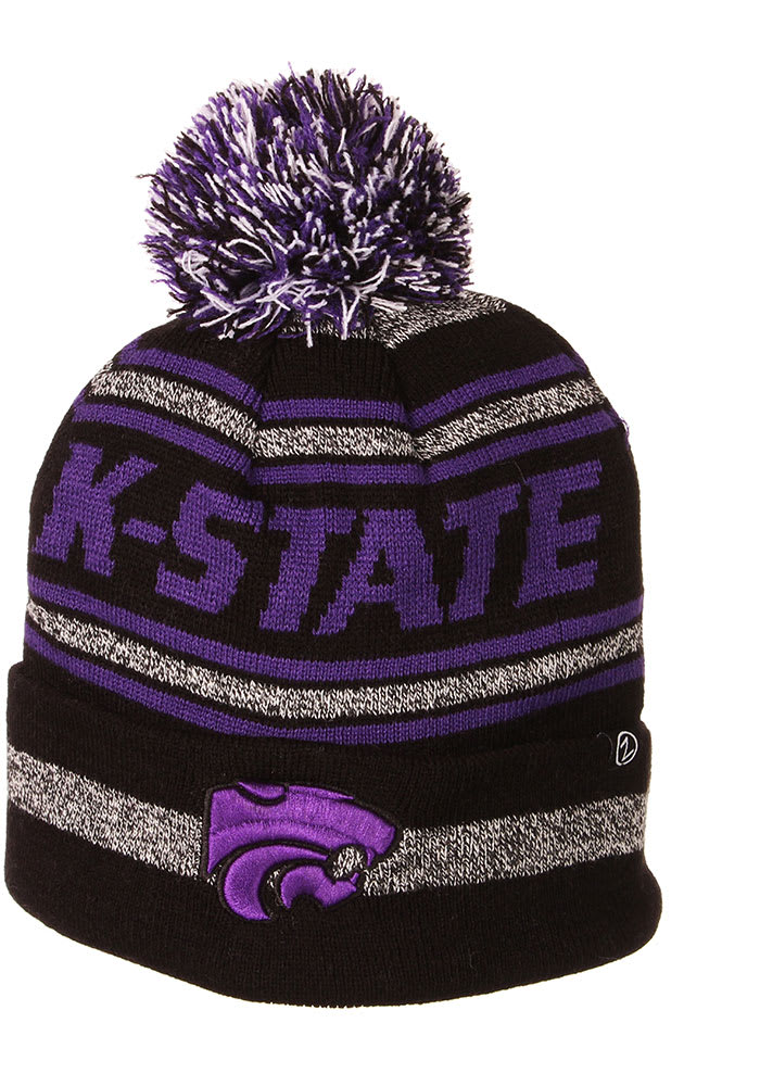 K-State Wildcats Black Jetty Cuff Pom Mens Knit Hat