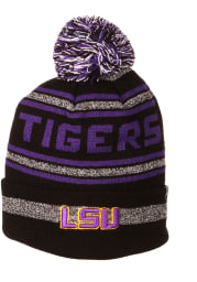 LSU Tigers Black Jetty Cuff Pom Mens Knit Hat