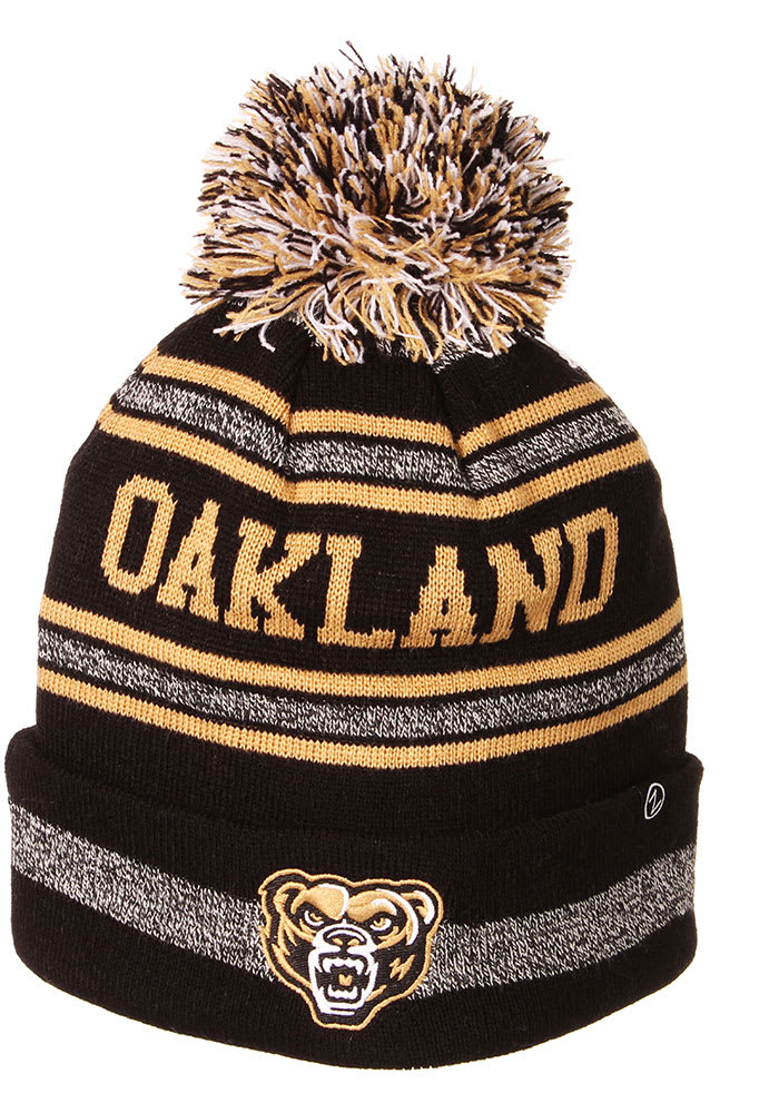 Oakland University Golden Grizzlies Black Jetty Cuff Pom Mens Knit Hat