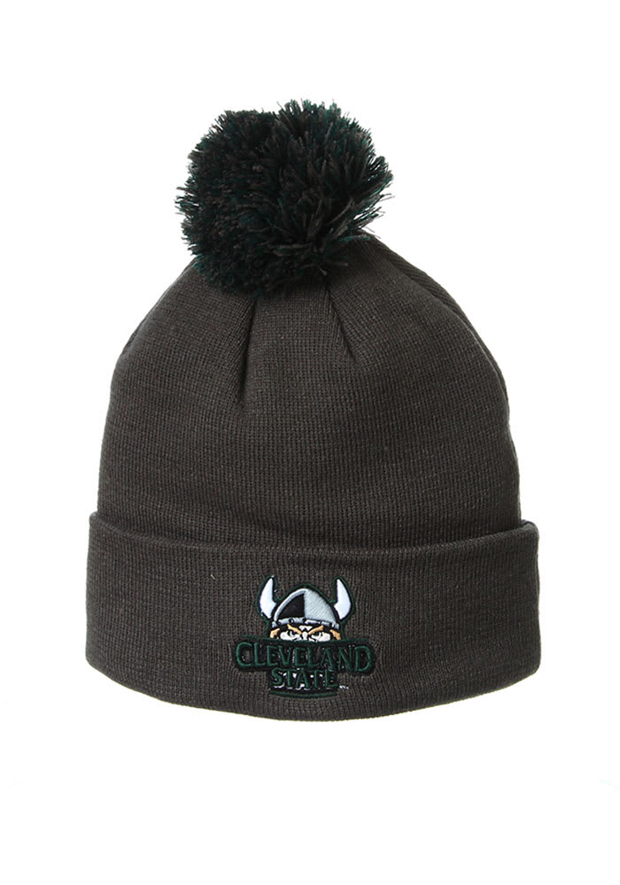 Zephyr Cleveland State Vikings Charcoal Cuff Pom Mens Knit Hat