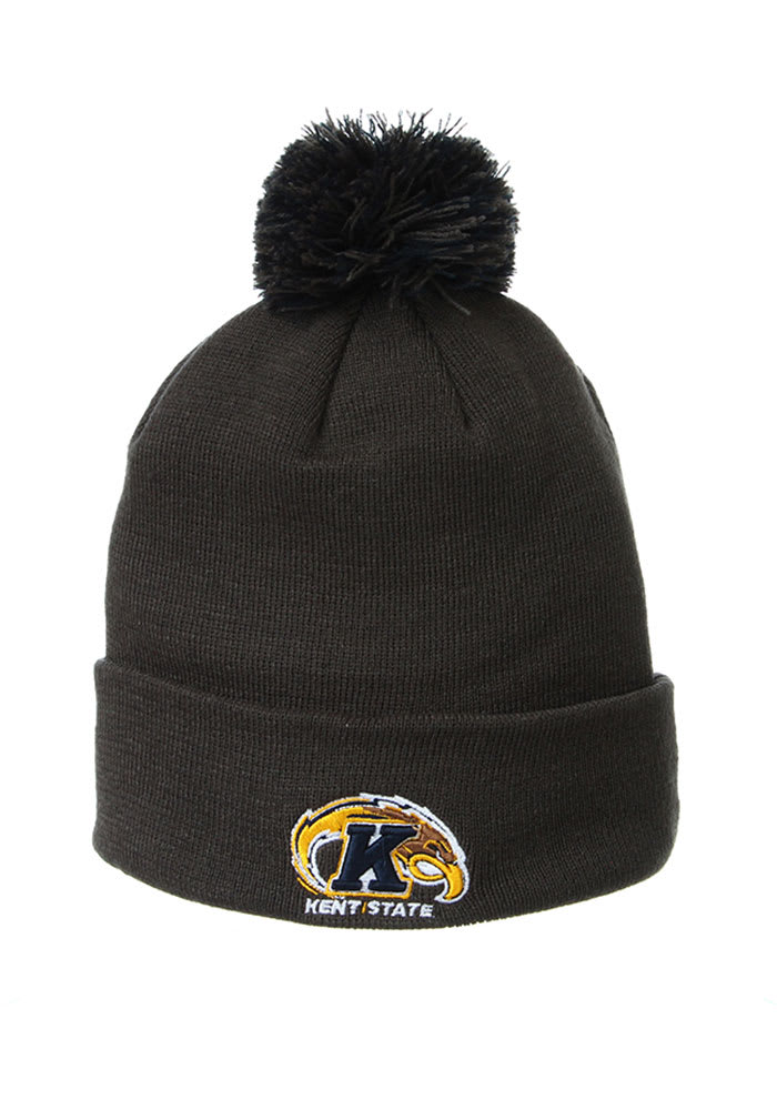 Zephyr Kent State Golden Flashes Charcoal Cuff Pom Mens Knit Hat