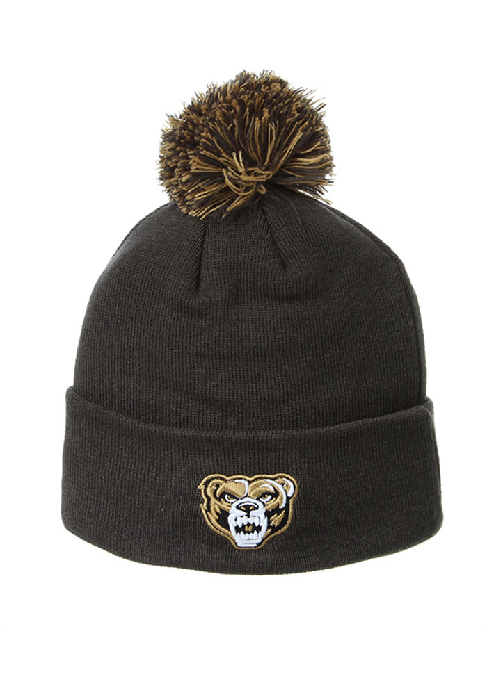Oakland University Golden Grizzlies Charcoal Cuff Pom Mens Knit Hat