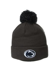 Penn State Nittany Lions Charcoal Cuff Pom Mens Knit Hat
