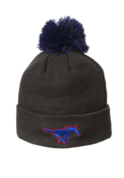 Zephyr SMU Mustangs Charcoal Cuff Pom Mens Knit Hat