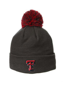 Texas Tech Red Raiders Charcoal Cuff Pom Mens Knit Hat