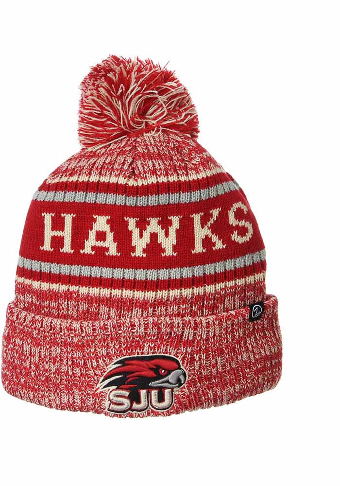 Saint Josephs Hawks Maroon Springfield Cuff Pom Mens Knit Hat
