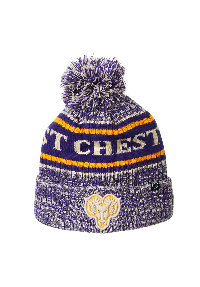 West Chester Golden Rams Purple Springfield Cuff Pom Mens Knit Hat