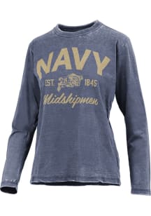 Pressbox Navy Midshipmen Womens Navy Blue Vintage Burnout LS Tee