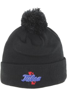 Pom Tulsa Golden Hurricane Mens Knit Hat - Black