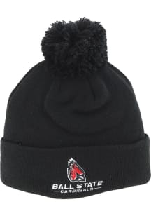 Ball State Cardinals Black Pom Knit Mens Knit Hat