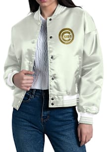 Starter Chicago Cubs Womens Green Script Satin Medium Weight Jacket