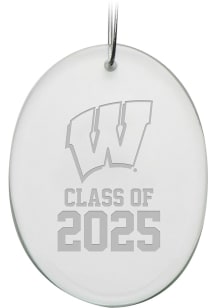 White Wisconsin Badgers Campus Crystal Class of 2025 Oval Ornament