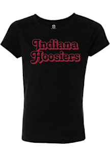 Summit Sportswear Indiana Hoosiers Girls Black Wordmark Short Sleeve Tee