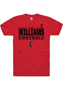 Chance Williams Rally Mens Red Cincinnati Bearcats NIL Stacked Box Player T Shirt