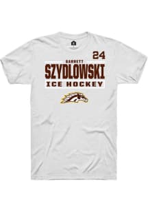 Garrett Szydlowski Rally Mens White Western Michigan Broncos NIL Stacked Box Player T Shirt