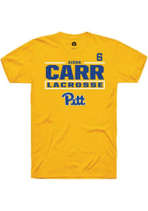 Aidan Carr Gold Pitt Panthers NIL Stacked Box Short Sleeve T Shirt