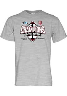 Blue 84 Indiana Hoosiers Grey 2025 Big Ten Football Champions Short Sleeve T Shirt