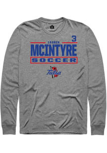 Lauren McIntyre Mens Graphite Tulsa Golden Hurricane NIL Stacked Box Long Sleeve Player T Shirt