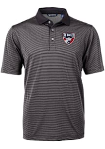 Cutter and Buck FC Dallas Mens Black Virtue Eco Pique Micro Stripe Short Sleeve Polo